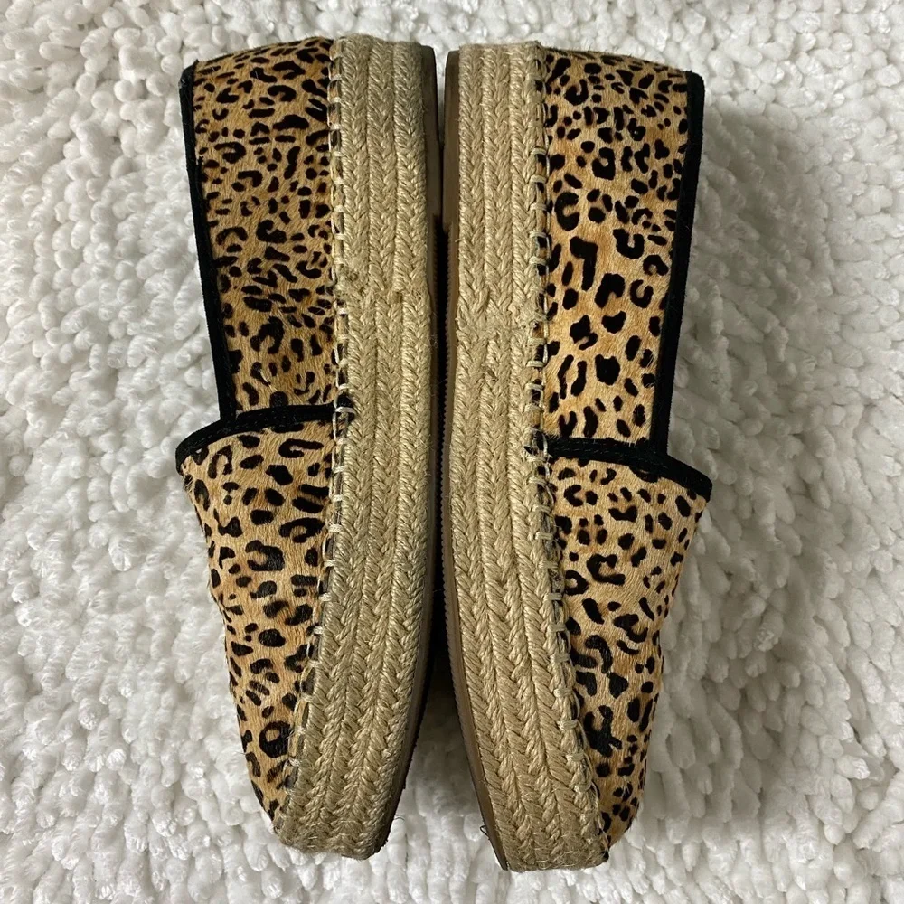 Gianni Bini Leopard Print Calf Hair Espadrilles Slip On Platforms Women’s size 8